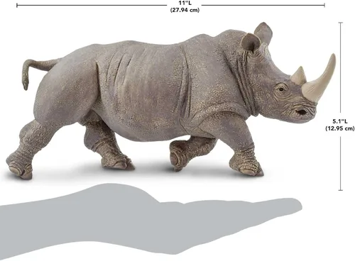 Vista 3 de Safari Ltd. Figura de rinoceronte blanco – Figura detallada de plástico de 12.5 pulgadas – Divertido juguete educativo para niños, niñas y niños a