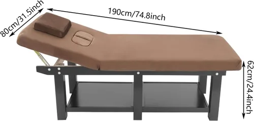 Vista 3 de Cama de masaje ancha, camas faciales de spa, ajuste del respaldo de 0-45°, cama de tratamiento físico para belleza, peluquería, tratamiento