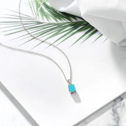 Vista 33 de Gem Stone King Collar de plata de ley 925 con piedra natal ovalada de 0.354 x 0.276 in Collar con colgante solitario para mujer Con cadena