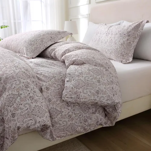 Vista 54 de ABREEZE Juego de funda de edredón tamaño individual con cierre de botón, 100% algodón egipcio, juego de ropa de cama floral de granja, color rosa, 3