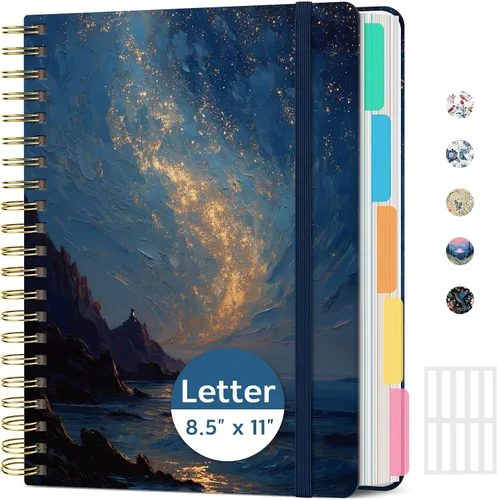Vista 27 de Taja Cuadernos de espiral para trabajo de 5 materias con divisores K - Vórtice rosa