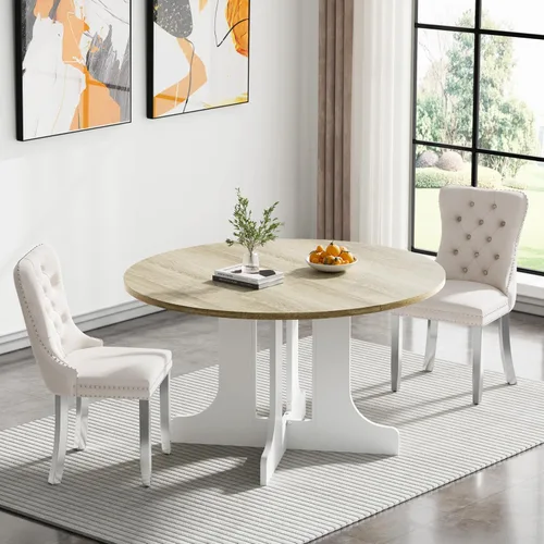 Vista 42 de Juego de mesa de comedor extensible marrón de 63 a 78.74 pulgadas para 4, juego de mesa de comedor de 5 piezas con 4 sillas, mesa de cocina