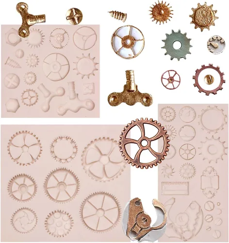 Vista 11 de Moldes de silicona para chocolate con tubos Steampunk, para fondant, para el Día del Padre, decoración de pasteles, cupcakes, galletas, pasta