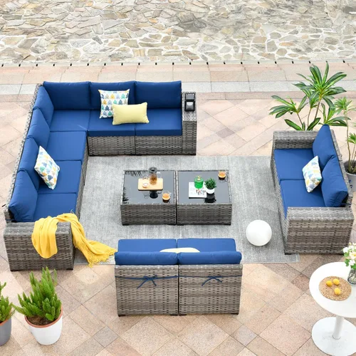 Vista 15 de HOOOWOOO Outdoor Patio Sectional Furniture Sofa Set with Widened Armrest,6 Piece Small Modern Wicker Couch,Modular L Shaped Conversation Seating Set