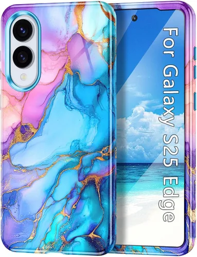 Vista 15 de Btscase para Samsung Galaxy S25, [Probado contra caídas de grado militar] Funda protectora de diseño de patrón de mármol, resistente, delgada