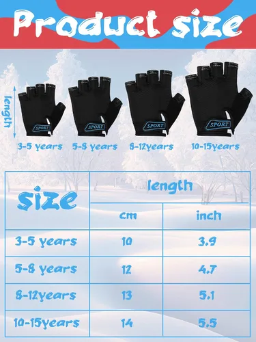 Vista 3 de Boao 3 pares de guantes de medio dedo para niños guantes de deporte antideslizantes de gel para niños Ciclismo de montar en bicicleta, azul, gris
