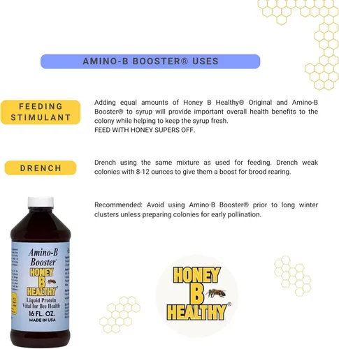 Vista 5 de Amino-B Booster 16 oz. Botella, proteína líquida vital para la salud de las abejas