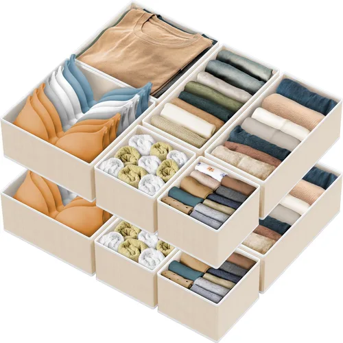 Vista 20 de Simple Houseware Organizador de cajones de ropa interior para lencería, ropa interior, brasier, bragas, calcetín, mameluco, juego de 6, gris