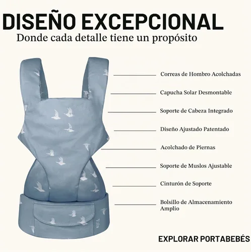 Vista 3 de Tula Explore - Portabebés de lino para recién nacidos y niños pequeños Ceniza