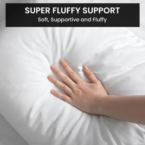 Vista 3 de Foamily Juego de 4 rellenos para almohada hipoalergénicas de primera calidad, con forma cuadrada de poliéster, estándar, blancos