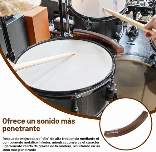 Vista 3 de RANMING Click Percussion Bloque de madera de percusión Bloque de madera con arce de 20 capas compatible con tambor de caja de 13-14 pulgadas