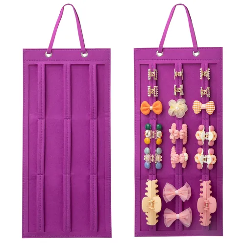 Vista 10 de SMUK Organizador de pinzas para mujeres, soporte colgante para pinzas de pelo para niñas, soporte de almacenamiento para horquillas de arcoíris