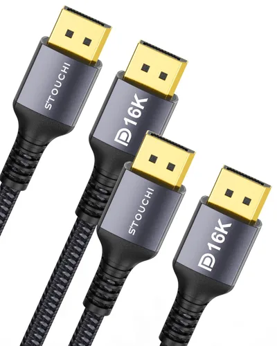Vista 10 de Stouchi - Cable DisplayPort 2.1 de 13 pies con certificación VESA de 80 Gbps UHBR20 DP 16K 8K @240Hz 4K @360Hz FreeSync G-Sync DSC 1.2a Gris