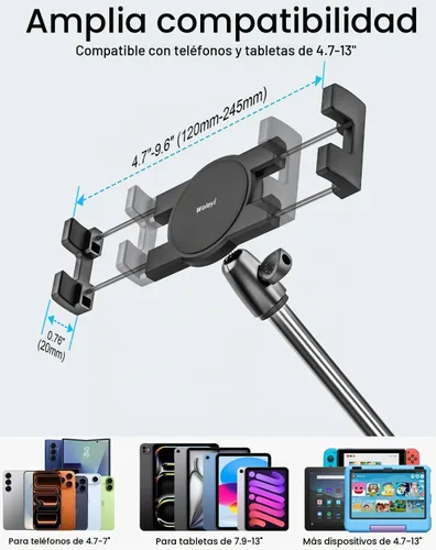 Vista 7 de Soporte de pared de aluminio para tableta, soporte plegable de 35 pulgadas para pared, clip de cámara web ajustable de 360°, para iPad Pro Air Mini
