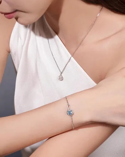 Vista 5 de FANCIME Dainty Infinity Birthstone Necklaces Sterling Silver Pendant abr-04
