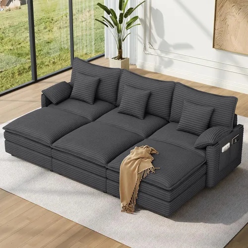 Vista 34 de Vesgantti Sofá modular de 108 pulgadas, cómodo sofá de nube con asiento profundo otomano movible, sofá modular en forma de L, sofás seccionales