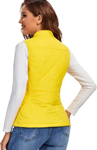 Vista 3 de Fuinloth - Chaleco acolchado para mujer, diseño de cuello alto, ligero, con cierre