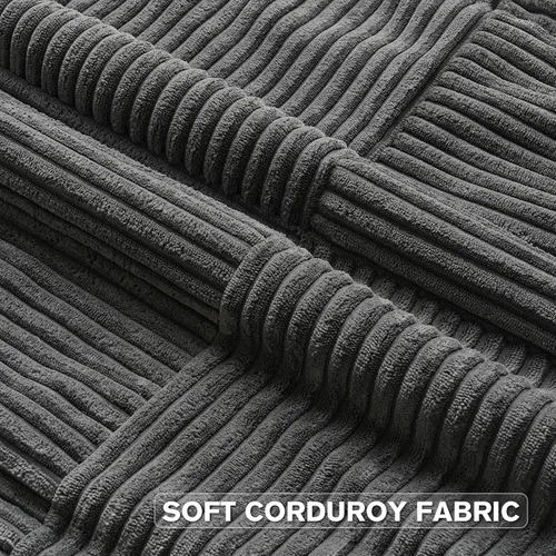 Vista 4 de HAUSSY Pack of 2 Corduroy Throw Pillow Covers 18x18 Inch, Dark Grey Gris oscuro