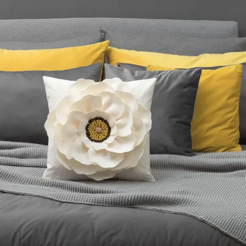 Vista 3 de Fundas de almohada decorativas de flores 3D hechas a mano, funda de cojín elegante para cama, sofá, silla, sala de estar, dormitorio, decoración