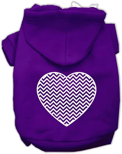 Vista 8 de Pet Dog & Cat - Sudadera con capucha serigrafiada, "Chevron Heart", color azul bebé, LG (10-14 libras)