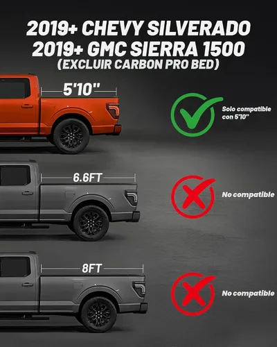 Vista 2 de WOLFBOX Cubierta Power Tonneau para Chevy Silverado y GMC Sierra 1500 2019 Se adapta a cama de 5.10 pies, aplicación y control remoto, se bloquea