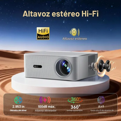 Vista 8 de Proyector oficial de Google TV 4K con WiFi y Bluetooth, proyector de películas inteligentes con enfoque automático HDR10, pantalla de 200 pulgadas
