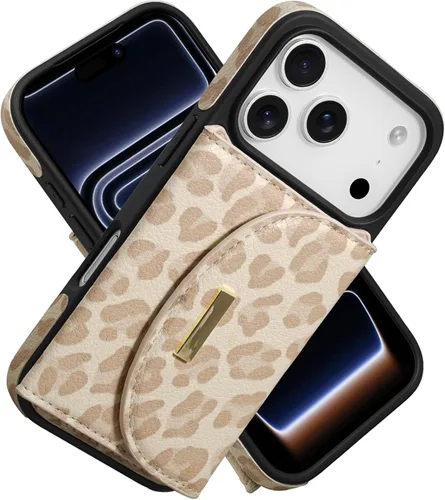 Vista 54 de Funda tipo cartera de Keallce para iPhone 14 Pro de 6.1 pulg., funda con tapa y ranuras para tarjetas, soporte con anillo, funda protectora de piel
