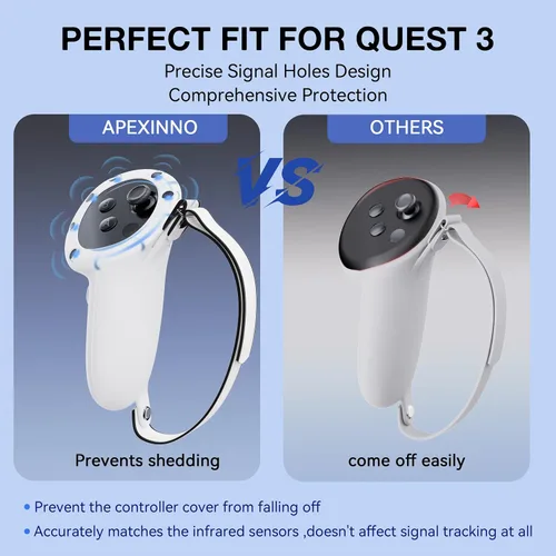 Vista 2 de VR Controller Grips Cover for Quest 3 Accessories, Silicone Controller Protector for quest3 Controllers Grips, Soft Grips Skin with Adjustable Strap