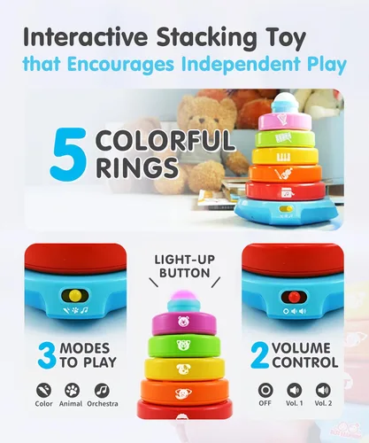 Vista 4 de BEST LEARNING Stack & Learn - Juguete apilable de actividades educativas de desarrollo para bebés de 6 o 9 meses en adelante Regalo de cumpleaños
