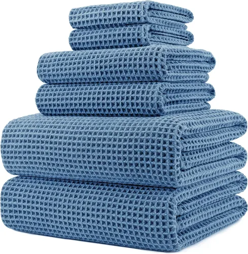 Vista 20 de POLYTE Juego de toallas de baño de gran tamaño de microfibra de secado rápido de 430 GSM, sin pelusas, 6 piezas (tejido de gofre)