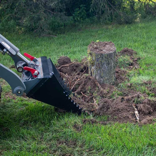 Vista 5 de Titan Attachments Mini minicargador de tocones con minicargador, cubo de tocón para minicargadora compacta con montaje estilo Toro, borde de ataque