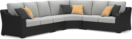 Vista 26 de Signature Design by Ashley Beachcroft - Sofá resistente a la intemperie con tela casual para interiores/exteriores con cojín y 2 cojines Negro