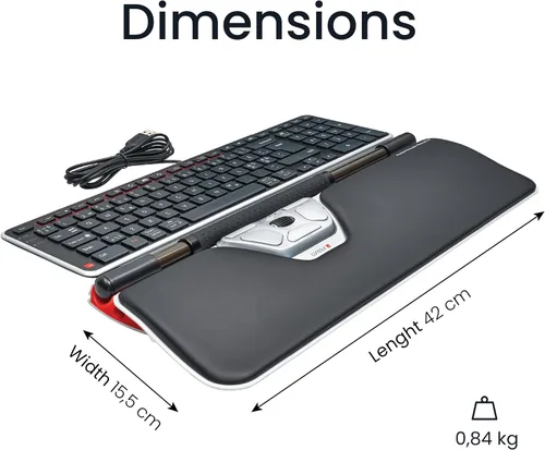 Vista 3 de Contour Design RollerMouse Red Plus Wireless - Ratón ergonómico inalámbrico para computadora portátil y de escritorio, mouse ambidiestro