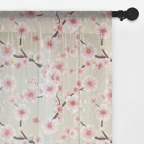 Vista 7 de Ambesonne Cortinas de tul Eiffel con bolsillo para barra, globos retro de corazón de café, remolinos de hito francés, cortina transparente