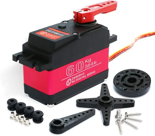 Vista 8 de 132.3 lbs Digital Servo 8.4V Engranaje De Acero Inoxidable De Alto Voltaje Gran Torque De Alta Velocidad Impermeable 1/5 Baja Servos - 180 Grados