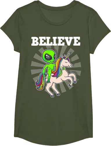 Vista 82 de Believe Space Alien Riding Unicorn - Camiseta de regalo divertida, Negro, S