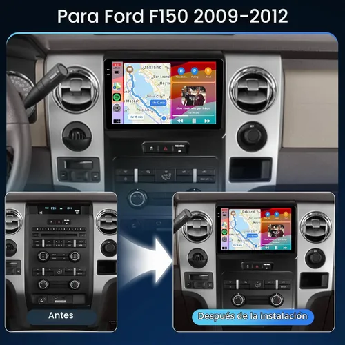 Vista 6 de Hodozzy Estéreo de coche 4G+64G para Ford F-150 2009-2012, Android 9 pulgadas pantalla táctil Radio F150 con Carplay inalámbrico y Android Auto