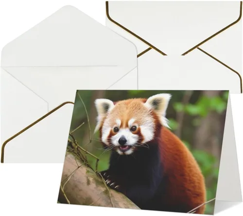 Vista 11 de Tarjetas de felicitación con sobres, tarjeta de felicitación con sobres, tarjeta de felicitación de Little Panda rojo en blanco para todas