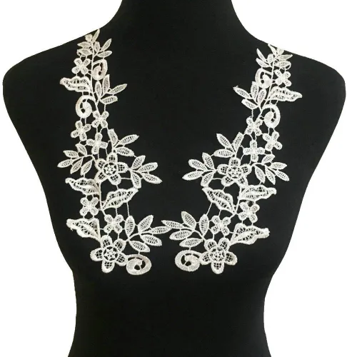 Vista 8 de 1 par de apliques de bordado para boda, encaje floral, adornos de costura (negro A)
