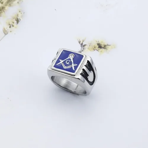 Vista 3 de WKXZMTR Anillo masónico para hombre, joyería punk, masónica, regalos para fanáticos de masón, anillo de amuleto religioso, joyería de masón