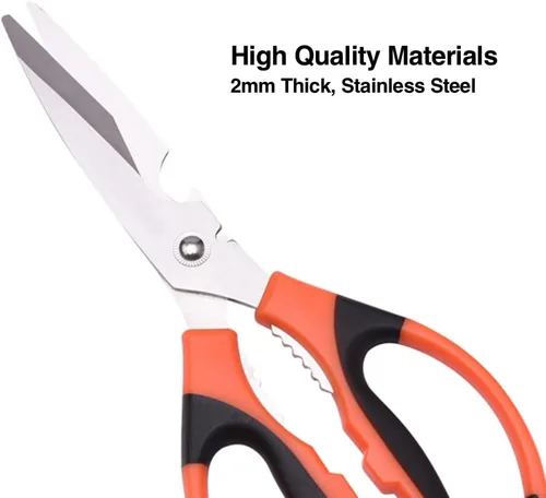 Vista 2 de Edward Tools Tijeras de utilidad resistentes – Cuchillas de acero inoxidable ultra afiladas de 0.079 in de grosor – Tijeras multiusos con abridor