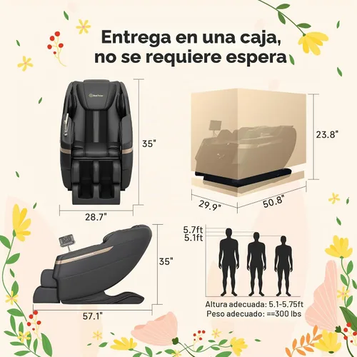 Vista 2 de Real Relax Full Body Shiatsu Massage Chair for Home Relaxation Negro y dorado