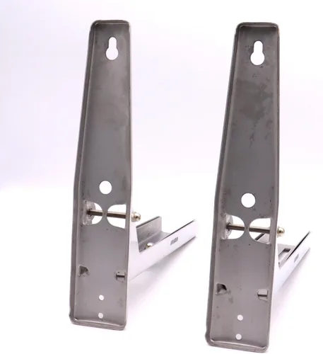 Vista 5 de Estante para horno de microondas de acero inoxidable, soporte de montaje en pared plegable retráctil con dos ganchos