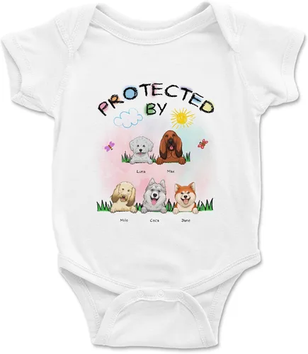 Vista 9 de Gossby Enterizo personalizado para bebé niña niño – Regalo personalizado ropa de bebé con diseño de perro – 0-24 meses – 4