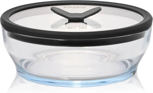 Vista 14 de Anyday Paquete de 2 (4 tazas poco profundas) recipientes de vidrio para almacenamiento de alimentos con tapas de vidrio Preparación de comidas sin