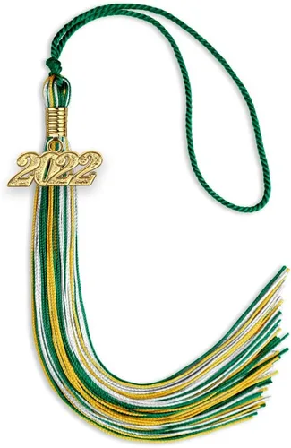 Vista 59 de Endea Graduation Borla mixta de triple color con gota de fecha dorada (negro/dorado/blanco, 2021)