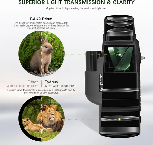 Vista 3 de Telescopio monocular impermeable 8x42 Prisma K9, para viajes, vida silvestre, observación de aves, caza, camping