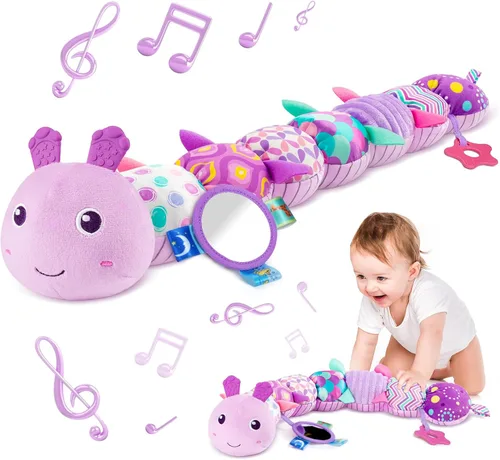 Vista 7 de Sumobaby - Juguetes de peluche musicales para bebés, con múltiples texturas sensoriales, sonajero y crujidos, para tiempo boca abajo, recién nacidos