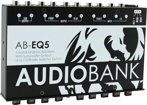 Vista 2 de AUDIOBANK AB-EQ5 Five Bank Indash Graphic Equalizer 1/2 DIN RCA Salidas/Conectores chapados en oro y controles separados para sistema maestro