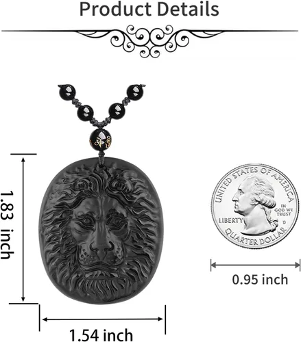 Vista 6 de ASGIFT Collar de la suerte de obsidiana, dije de protección de amuleto de piedra de poder con cadena de cuentas ajustable, cristal curativo, regalo
